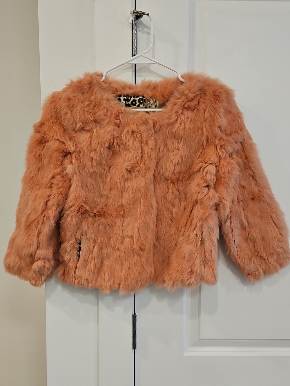 Plush Real Rabbit Fur Jacket in Peach